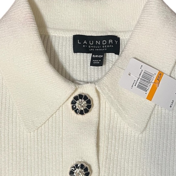 Laundry By Shelli Segal Colorblock Cap Sleeve Polo Sweater Sz S NWT - Picture 3 of 4